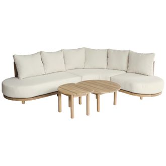 Happy Garden Conjunto De Muebles De Jard&iacute;n Acacia 5 Plazas Con Cojines Beige Lagoa