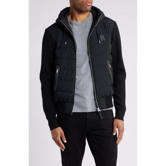 Mackage Andrew Quilted Down Stretch Mixed Media Jacket in Black at Nordstrom, Size Small