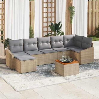 vidaXL Vidaxl - Conjunto De Sof&aacute; De Jard&iacute;n Con Coj&iacute;n 8 Pcs Beige Polirat&aacute;n