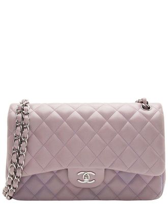 Chanel Purple Lambskin Classic Jumbo Double Flap Bag (Authentic Pre-Loved)