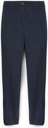 Elena Miro Rechte broek van stretch satijn - Dames - Vrijetijds broeken - Blauw - 5XL - Satijn - Broeken
