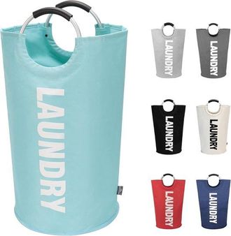 OEM Cesto De Ropa Grande, Bolsa De Lavander&iacute;a Plegable Con Asa, Capacidad De 90 Litros, Color Blanco Roto, 79 Cm X 38 Cm