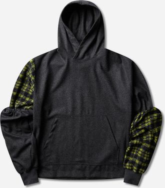 GR10K Men s Somma Wool Plaid Hoodie Anthracite