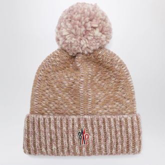 Moncler Berretto rosa motivo Argyle in misto lana e alpaca