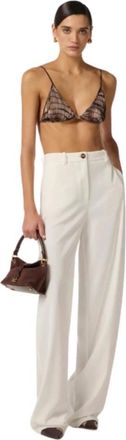 Elisabetta Franchi Lichtgewicht Cr&ecirc;pe Broek - Dames - Wijde Broeken - Wit - L - Polyester - Broeken
