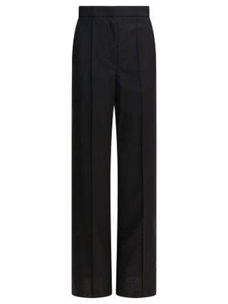 Max Mara Light Wool Straight Trousers Black