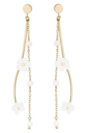 Panacea Flower Linear Drop Earrings in White at Nordstrom
