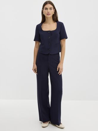 Contemporaine Womens Soft piqué-textured Moderne pant Fit: Wide leg, high rise