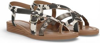 Blowfish Womens Black White Micro Wedge Strappy Sandals - April