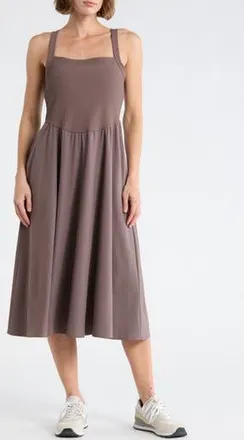 Zella Rib Hybrid Midi Dress in Grey Plum at Nordstrom Rack, Size X-Large