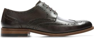 Clarks Mens Formal Brogue Detailed Shoes James Wing - Dark Brown Leather - UK Size 9.5G - EU Size 44 - US Size 10.5M