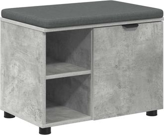 vidaXL Banco De Entrada Con Coj&iacute;n Gris Concreto 60 X 38 X 46 Cm Vidaxl