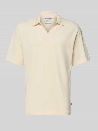 Scotch & Soda Straight Fit Shorts aus Leinen-Viskose-Mix mit Motiv-Stitching in Camel, Gr&ouml;&szlig;e XXL