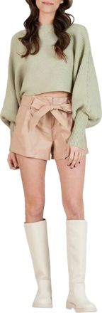 Lucca Couture Misha Cropped Ribbed-Knit Sweater In Moss