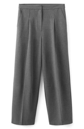 Mango Pleated Straight Leg Pants in Grey at Nordstrom, Size 4