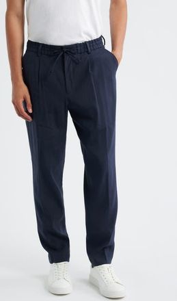 BOSS Perin Linen Blend Drawstring Pants in Dark Blue at Nordstrom, Size 36 X R