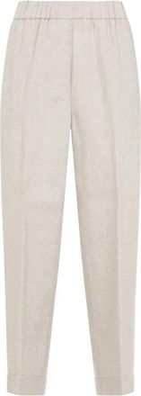 PESERICO Linnen Broek - Dames - Straight fit broeken - Beige - S - Linnen - Broeken