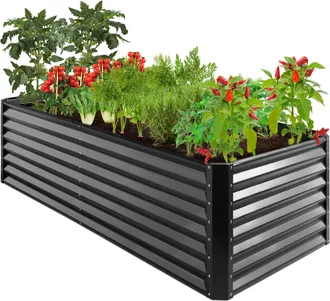 Best Choice Products 8x4x2ft Outdoor Metal Raised Garden Bed for Vegetables Flowers Herbs