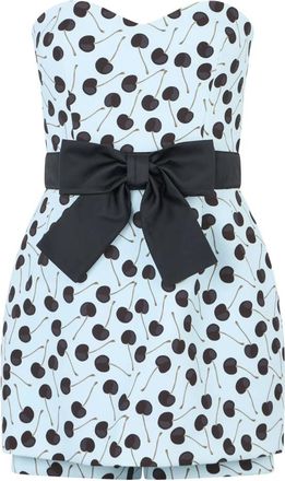Red Valentino Korte jurk met kersenprint - Dames - Korte kleedjes - Blauw - XS - Polyester - Kleedjes