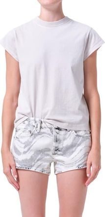 A Gold E Long Line Bryce Cap Sleeve T-Shirt in Bone Lt Wsh Greyish White at Nordstrom, Size X-Large