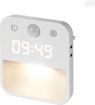 OEM Luz Nocturna Led Con Enchufe, Sensor De Movimiento Y Reloj, 3 Temperaturas De Color, Regulable, Ideal Para Escaleras, Dormitorios Y Pasillos