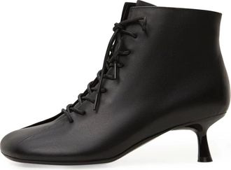 Cesare Gaspari Schoenen, Dames, Zwart, 37 EU, Leer, Ava Leren Veterschoenen Enkellaarsjes