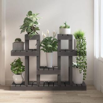 vidaXL Vidaxl - Supporto per Piante Grigio 104,5x25x77,5 cm in Massello di Pino