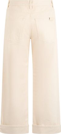 Moncler Womens Straight Trousers Cotton Twill Ivory Cuff
