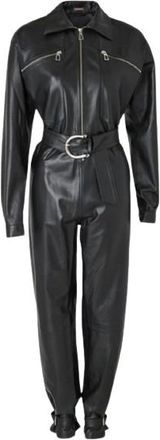Dodo Bar Or Black Leather Barbara Belted Jumpsuit Size XS