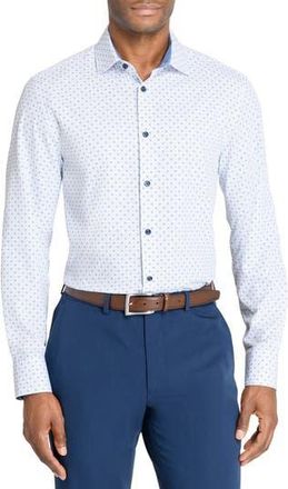 ConStruct Micro Geometric Print Stretch Button-Up Shirt in White/Blue at Nordstrom Rack, Size Xx-Large