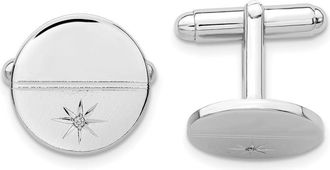 Diamond2Deal Rhodium-plated Diamond Accent Polished and Satin Cuff Links