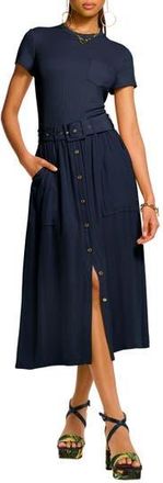 Ramy Brook Sylvie Mixed Media Cotton Blend Dress in Spring Navy at Nordstrom Rack, Size Medium