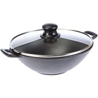 KELA Kela - 77747, Padella Coperchio, Griglia, Bastoncini, Ghisa, Diametro di 24 cm, Adatta ai Piani a induzione, Wok-Set Mini