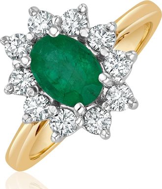 The Diamond Store Emerald 0.70ct And Diamond 0.50ct 18K Gold Ring