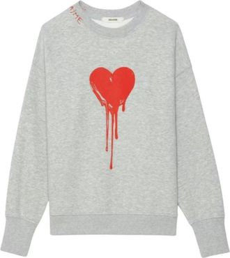 Zadig&Voltaire Oscar Sweatshirt - Dames - Ronde hals truien - Grijs - XS - Katoen - Truien & Vesten