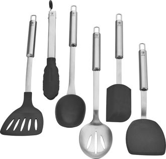 J.A. Henckels International Cooking Tools 6-PC Kitchen Gadgets Sets with Spatula, Tongs, Cooking Spoon, 18/10 STAINLESS STEEL