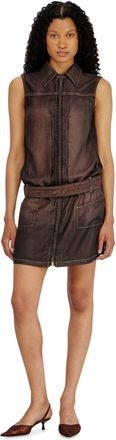 Diesel Minidress in fluid coated denim - Dresses - Woman - Brown