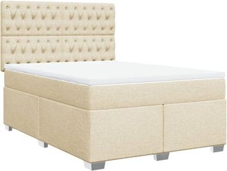 vidaXL Cama Box Spring Con Colch&oacute;n Tela Color Crema 160x200 Cm Vidaxl