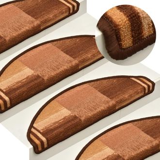 Berkfield Home Self-adhesive Stair Mats 15 pcs Brown 65x21x4 cm | Size: Medium