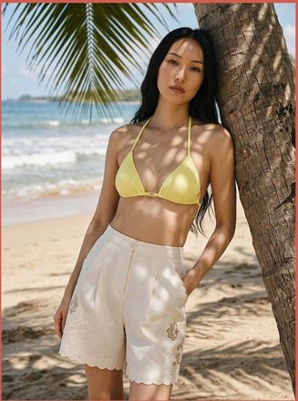 Nooki Design Womens Petra Embroidered Cutout Shorts - Ecru - Cream - Size: 12