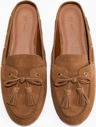 H&M Mules aus Veloursleder - Beige
