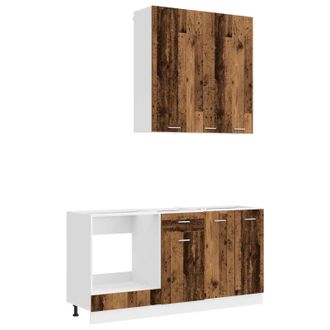 vidaXL Unidad De Cocina Lyon 5 Uds. Madera Envejecida Vidaxl