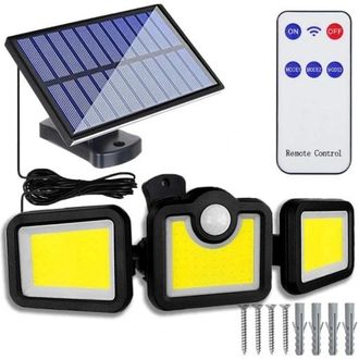 OEM Potente L&aacute;mpara Solar Led Cob 3 En 1 Con Panel Separado, Sensor De Movimiento Y Encendido Actual + Control Remoto
