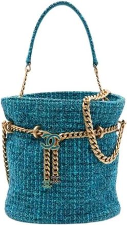 Chanel Bolso Satchel Pre-owned de Tweed - Pre-owned - Mujer - Azul - ONE SIZE