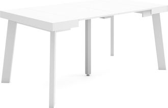 Skraut Home Mesa Consola Extensible, Mesa Comedor Plegable, 160, Para 8 Comensales, Patas De Madera, Estilo Moderno, Blanco - Skraut Home
