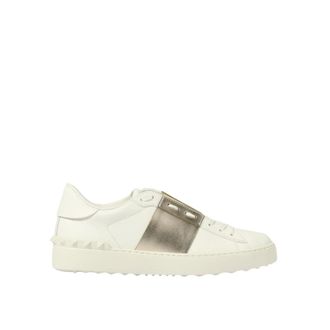 Valentino Garavani Sneakers, female, White, 6 UK, Leather Lace-Up Low Top Trainers with Studded Detailing