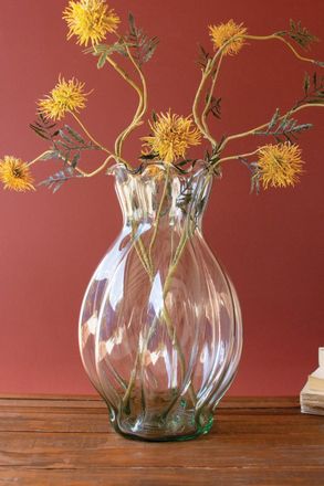 Kalalou Glass Melon Vase With Ruffled Edge