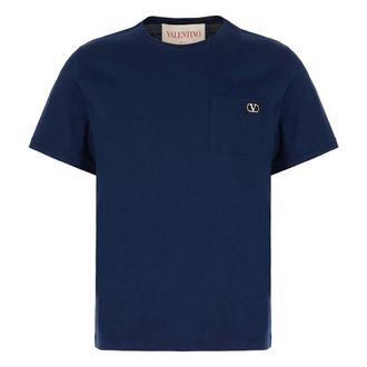 Valentino T-Shirts, male, Blue, M, Plaque Logo T-Shirt