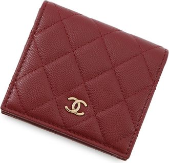 Chanel Burgundy Grained Calfskin Wallet (Bi-Fold) (Pre-Owned)