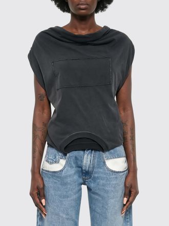 Maison Margiela Top monospalla asimmetrico in cotone con drappeggio